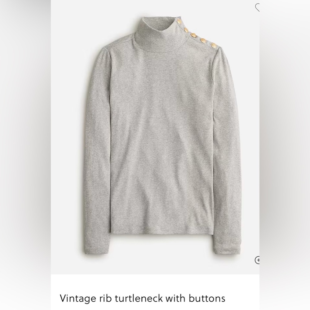 🛍️ JCREW NEW! Vintage Fine Rib Stretch Long Sleeve w Gold Buttons Sz S ~ BT675